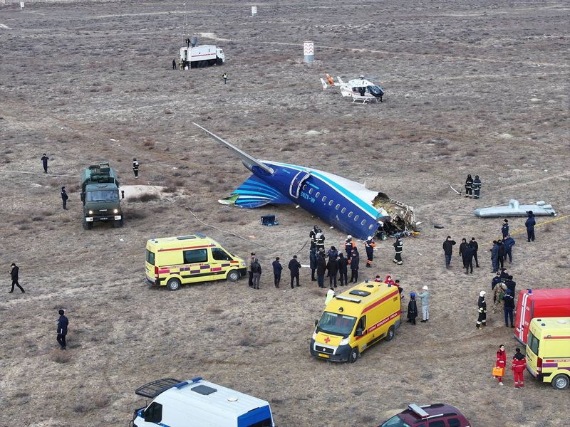 Azerbaijan Airlines plane crashes in Kazakhstan, 38 dead, 29
injured